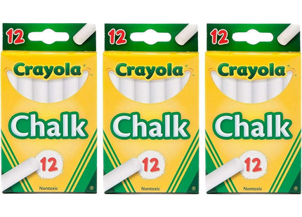 Crayola Nontoxic Chalk White 12 sticks per Box (Pack Of 3)