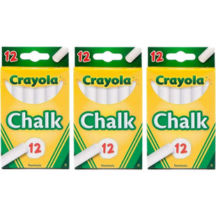 Crayola Nontoxic Chalk White 12 sticks per Box (Pack Of 3)