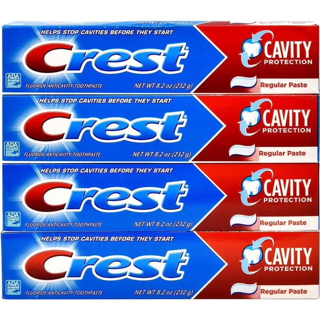 Crest Fluoride Cavity Protection Toothpaste, Regular Past, 8.20 Ounce (Pack Of 4)