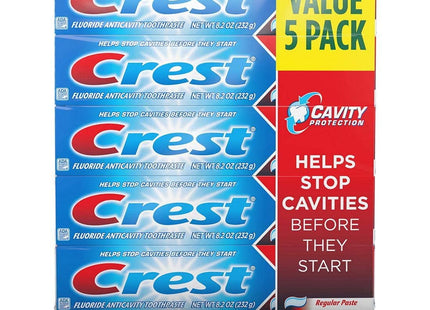 Crest Fluoride Cavity Protection Toothpaste, Regular Past, 8.20 Ounce (Pack Of 5)