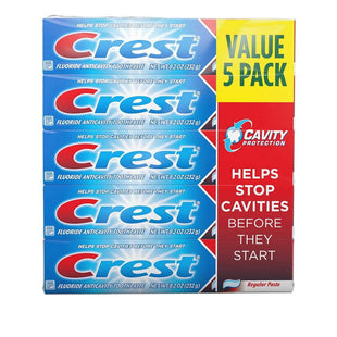 Crest Fluoride Cavity Protection Toothpaste, Regular Past, 8.20 Ounce (Pack Of 5)