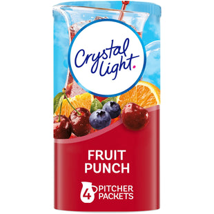 Crystal Light Fruit Punch Artificially Flavored Low Calories Powdered 4 Pitcher Packet Drink Mix 1.36 Oz (Pack Of 2)