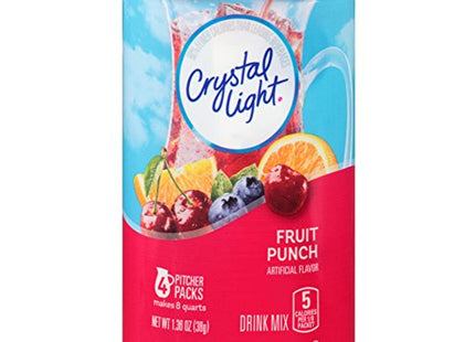 Crystal Light Fruit Punch Artificially Flavored Low Calories Powdered 4 Pitcher Packet Drink Mix 1.36 Oz (Pack Of 2)