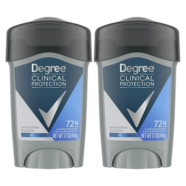 Degree Men, Clinical Protection, Antiperspirant Deodorant, Soft Solid, Clean, 1.7 Ounce (Pack Of 2)