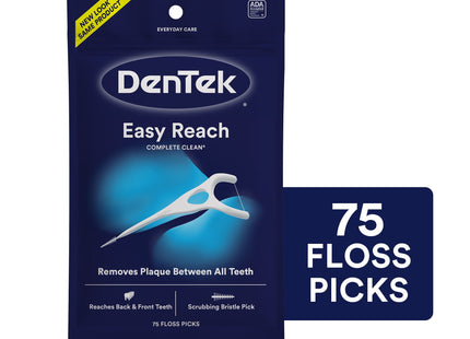 DenTek Complete Clean Easy Reach Floss Picks No Break & No Shred Floss 75 Count (Pack Of 12)