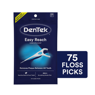 DenTek Complete Clean Easy Reach Floss Picks No Break & No Shred Floss 75 Count (Pack Of 12)