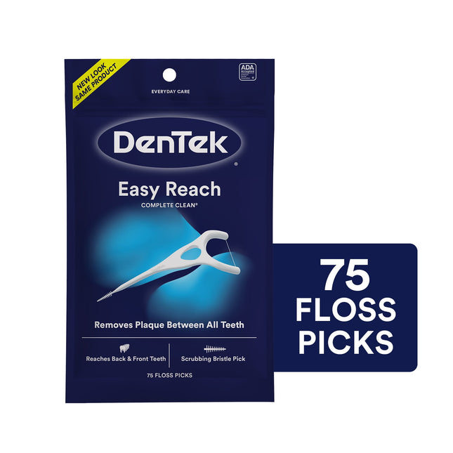 DenTek Complete Clean Easy Reach Floss Picks No Break & No Shred Floss 75 Count (Pack Of 1)