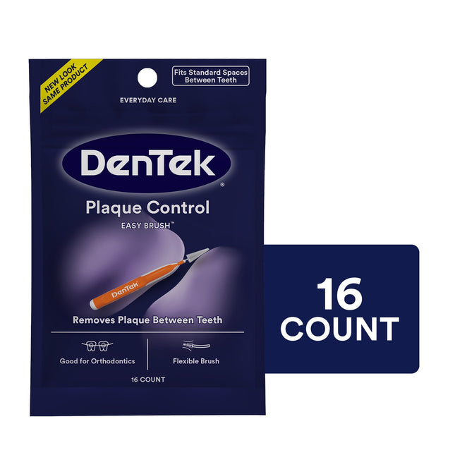 DenTek Easy Brush Interdental Oral Cleaners, Standard, Fresh Mint, 16 Count, (Pack Of 1)