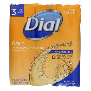 Dial Antibacterial Deodorant Healthy Skin Clean Bar Soap, Gold 4 Ounce 3 Bars each (Pack Of 12)