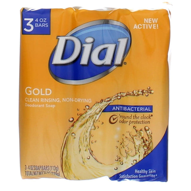 Dial Antibacterial Deodorant Healthy Skin Clean Bar Soap, Gold 4 Ounce 3 Bars each (Pack Of 1)