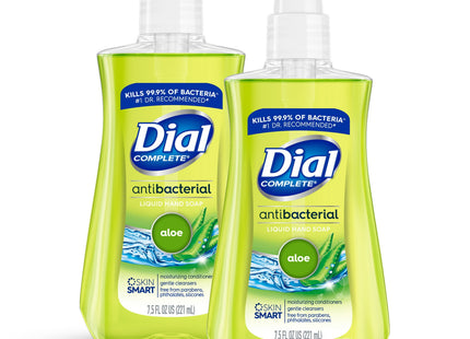 Dial Antibacterial Liquid Hand Soap, Soothing Aloe, With Moisturizer, Pump Bottle, 7.5 Ounce (Pack Of 2)