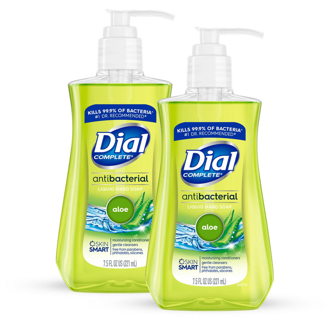 Dial Antibacterial Liquid Hand Soap, Soothing Aloe, With Moisturizer, Pump Bottle, 7.5 Ounce (Pack Of 2)