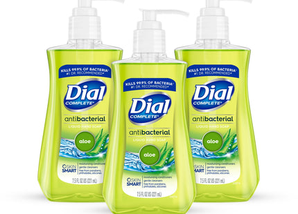 Dial Antibacterial Liquid Hand Soap, Soothing Aloe, With Moisturizer, Pump Bottle, 7.5 Ounce (Pack Of 3)