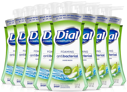 Dial Complete Antibacterial Foaming Hand Wash, Fresh Pear Scented, Pump Bottle 7.5 Fl Ounce (Pack Of 8)