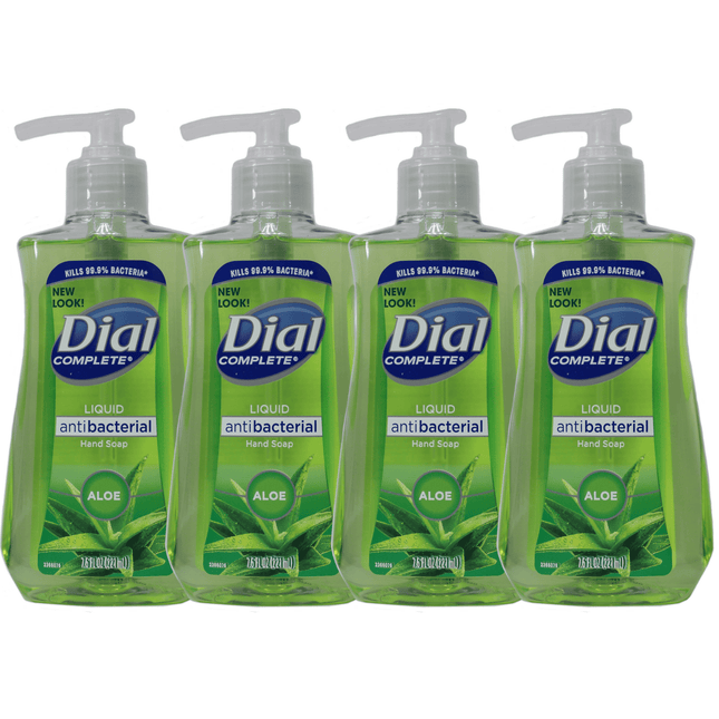 Dial Antibacterial Liquid Hand Soap, Soothing Aloe, With Moisturizer, Pump Bottle, 7.5 Ounce (Pack Of 4)