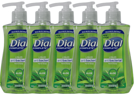 Dial Antibacterial Liquid Hand Soap, Soothing Aloe, With Moisturizer, Pump Bottle, 7.5 Ounce (Pack Of 5)