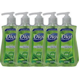 Dial Antibacterial Liquid Hand Soap, Soothing Aloe, With Moisturizer, Pump Bottle, 7.5 Ounce (Pack Of 5)