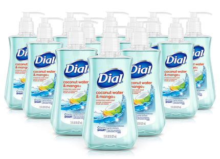 Dial Antimicrobial Liquid Hand Soap, Coconut Water & Mango, Pump Bottle, 7.5 fl Ounce (Pack Of 24)