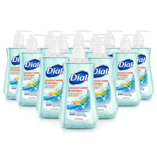 Dial Antimicrobial Liquid Hand Soap, Coconut Water & Mango, Pump Bottle, 7.5 fl Ounce (Pack Of 12)