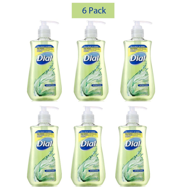 Dial Antibacterial Liquid Hand Soap, Soothing Aloe, With Moisturizer, Pump Bottle, 7.5 Ounce (Pack Of 6)