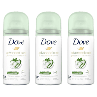 Dove Advanced Care Antiperspirant & Deodorant Dry Spray, Cool Essentials, Travel Size, 1 Ounce (Pack Of 3)