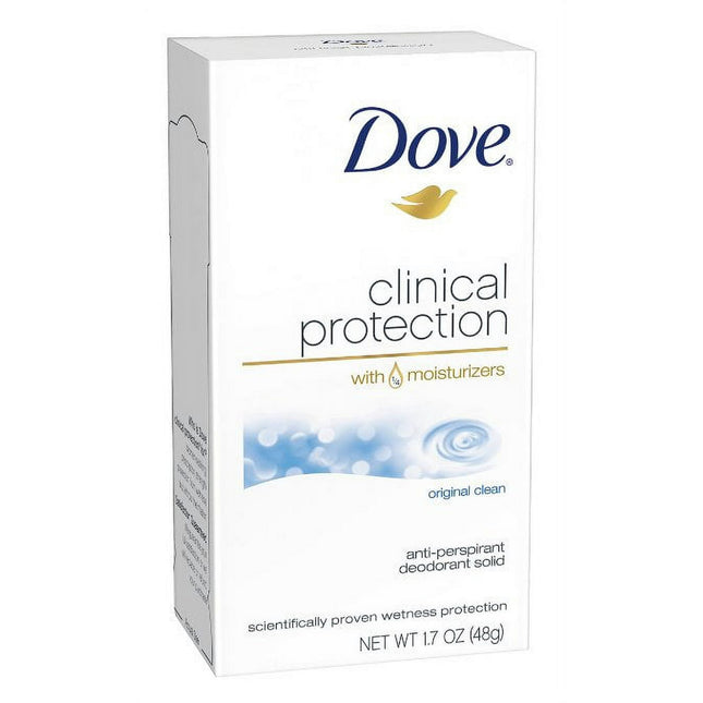 Dove Clinical Protection Women's Antiperspirant Deodorant Stick, Original Clean, 1.7 Ounce (Pack Of 2)