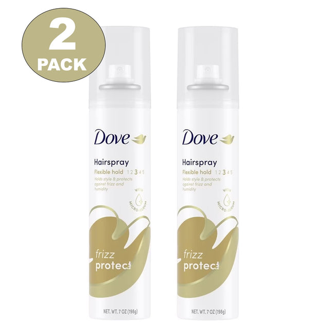 Dove Style+Care Strength & Shine, Hairspray Flexible Hold, Frizz Protect, Aerosol Can, 7 Ounce (Pack Of 2)