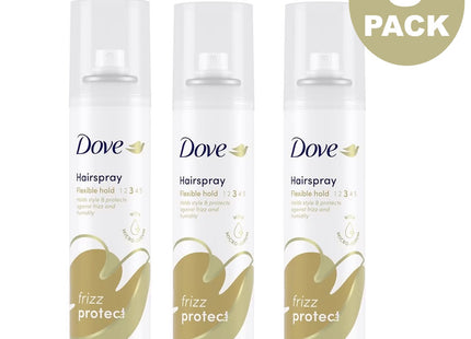 Dove Style+Care Strength & Shine, Hairspray Flexible Hold, Frizz Protect, Aerosol Can, 7 Ounce (Pack Of 3)