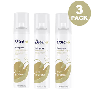 Dove Style+Care Strength & Shine, Hairspray Flexible Hold, Frizz Protect, Aerosol Can, 7 Ounce (Pack Of 3)