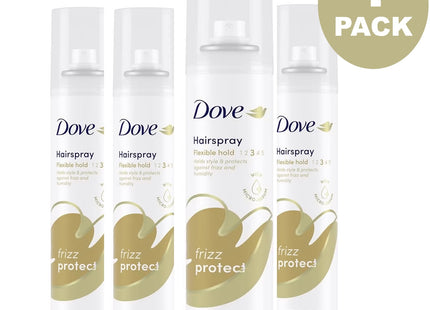 Dove Style+Care Strength & Shine, Hairspray Flexible Hold, Frizz Protect, Aerosol Can, 7 Ounce (Pack Of 4)