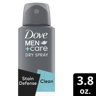 Dove Men+Care Stain Defense Dry Antiperspirant Deodorant Spray, Clean, 3.8 Ounce (Pack Of 2)