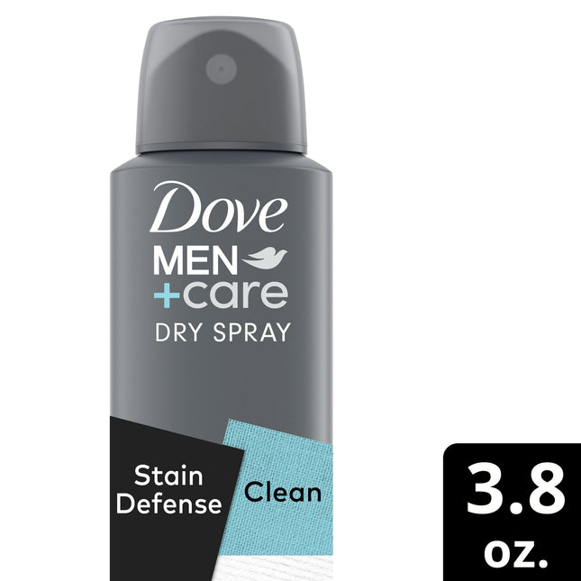 Dove Men+Care Stain Defense Dry Antiperspirant Deodorant Spray, Clean, 3.8 Ounce (Pack Of 1)