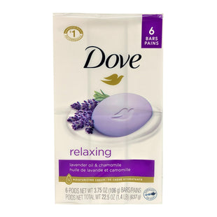 Dove Purely Pampering Beauty Bar, Gentle Skin Cleanser, Relaxing Lavender Chamomile Scent, 3.75 Oz 6 Bar Each (Pack Of 3)