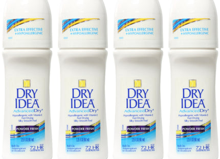 Dry Idea Anti-Perspirant Deodorant, 72-Hour Odor Protection. Roll On Advanced Dry Powder Fresh, 3.25 Ounces (Pack Of 4)