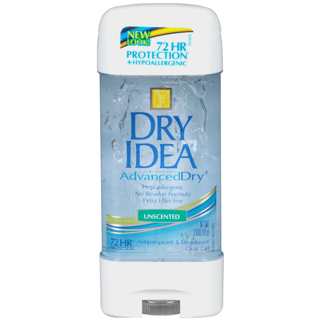 Dry Idea Advanced Antiperspirant Deodorant Gel, Hypo-Allergenic, Unscented, Clear Gel, All Day Protection, 3 Ounce (Pack Of 12)