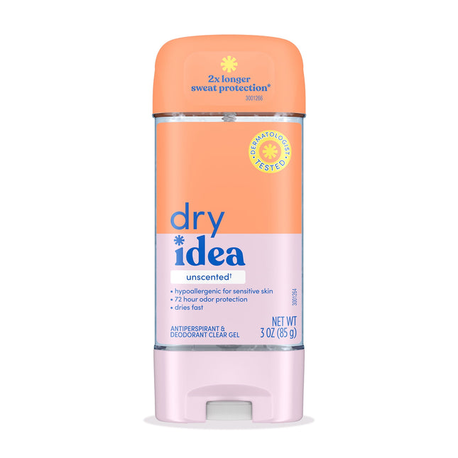 Dry Idea Advanced Antiperspirant Deodorant Gel, Hypo-Allergenic, Unscented, Clear Gel, All Day Protection, 3 Ounce (Pack Of 1)