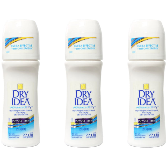 Dry Idea Anti-Perspirant Deodorant, 72-Hour Odor Protection. Roll On Advanced Dry Powder Fresh, 3.25 Ounces (Pack Of 3)