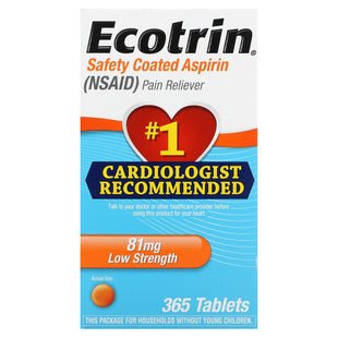 Ecotrin Low Strength Safety Coated Low Strength Aspirin Tablets, 81mg, 365 Count (Pack Of 1)