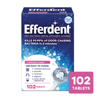 Efferdent Original Anti-Bacterial, Retainer and Denture Complete Cleanser Tablets, 102 Tablets (Pack Of 6)