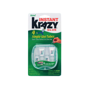 Krazy Instant Glue, All Purpose Glue, Single Use Tubes, 0.5 Ounce, 4 count Per Pack (Pack Of 12)