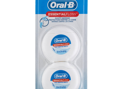 Essential Oral-B Essential Floss, Cavity Defense, Mint Waxed, Dental Floss, 50 M 2 Count (Pack Of 12)