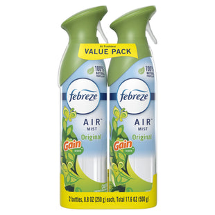 Febreze Air Freshener, Odor-Fighting, Gain Original Scent, Aerosol Spray, 8.8 Ounce (Pack Of 2)