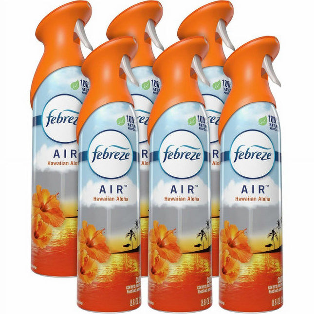 Febreze Air Freshener, Odor-Eliminating, Hawaiian Aloha Light Fresh Scent, Aerosol Spray 8.8 Ounce (Pack Of 6)