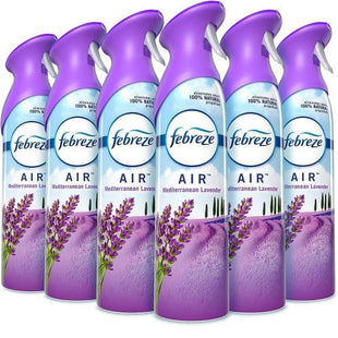 Febreze Air Freshener, 2X Odor-Fighting, Mediterranean Lavender Scent, Aerosol Spray, 8.8 ounce (Pack Of 6)