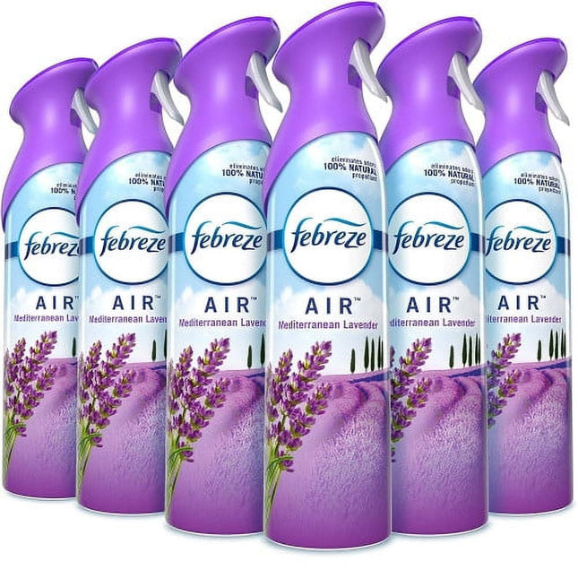 Febreze Air Freshener, 2X Odor-Fighting, Mediterranean Lavender Scent, Aerosol Spray, 8.8 ounce (Pack Of 6)