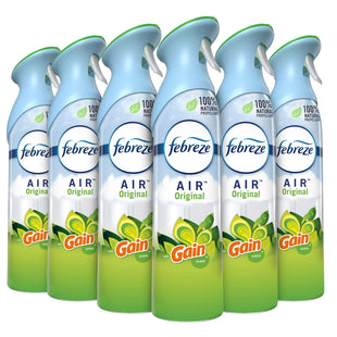 Febreze Air Freshener, Odor-Fighting, Gain Original Scent, Aerosol Spray, 8.8 Ounce (Pack Of 6)