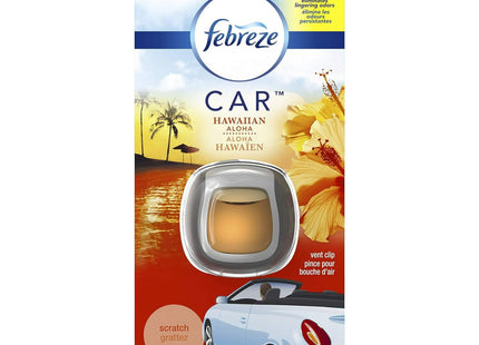 Febreze CAR Air Freshener, Hawaiian Aloha Scent, Eliminates Odors, Intensity Dial, Vent Clip, 0.06 Ounce (Pack Of 6)