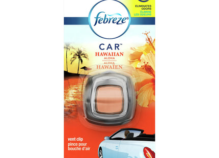 Febreze CAR Air Freshener, Hawaiian Aloha Scent, Eliminates Odors, Intensity Dial, Vent Clip, 0.06 Ounce (Pack Of 6)