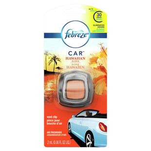 Febreze CAR Air Freshener, Hawaiian Aloha Scent, Eliminates Odors, Intensity Dial, Vent Clip, 0.06 Ounce (Pack Of 3)