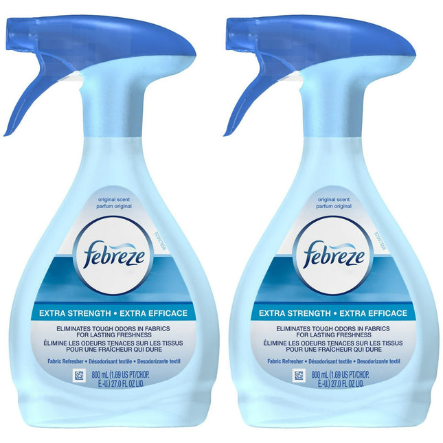 Febreze Extra Strength Fabric Refresher Deodorizer, Odor-Eliminating, Original Lightly Scent Spray 27 Fl Ounce (Pack Of 2)